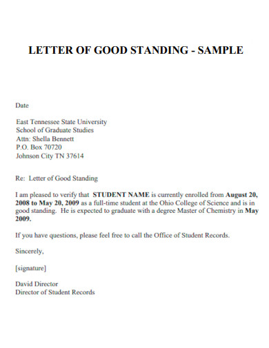 Letter of Good Standing
