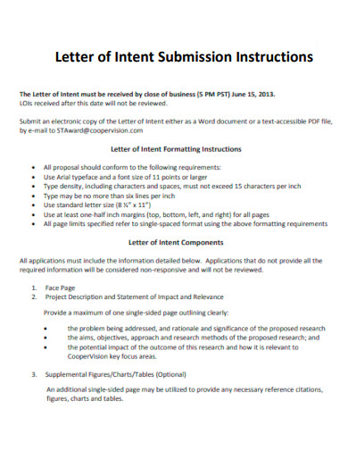 Letter of Intent Submission Instructions