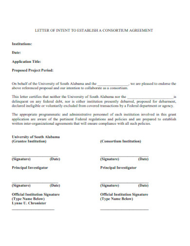 Letter of Intent to Consortium Agreement
