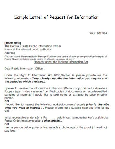 Letter of Request for Information