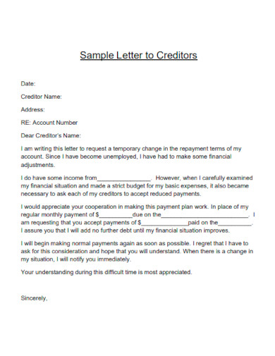 Letter to Creditors
