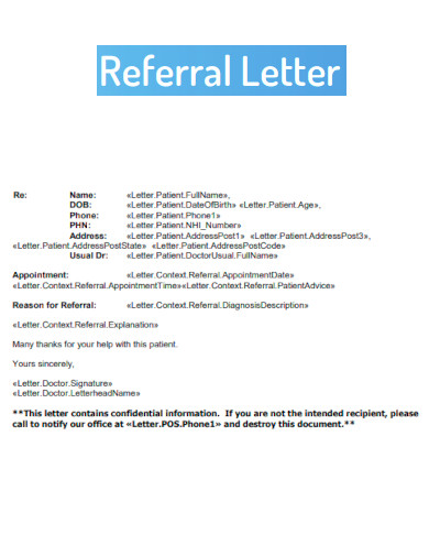 Letterhead Referral Letter