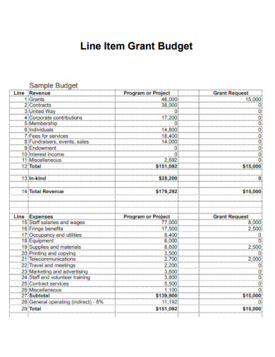 Line Item Grant Budget