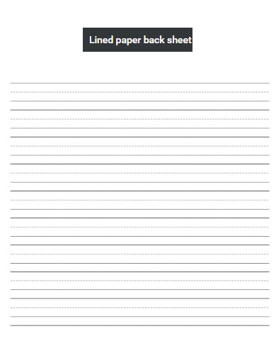 Lined paper back sheet
