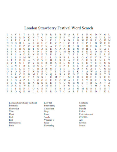 London Strawberry Festival Word Search