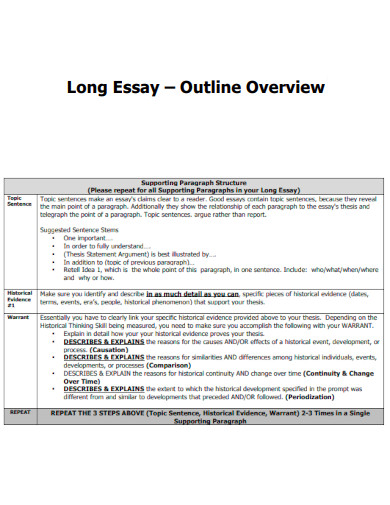 Long Essay Outline Overview