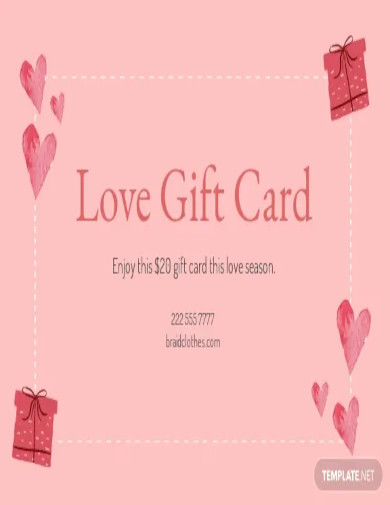 Love Gift Card Template