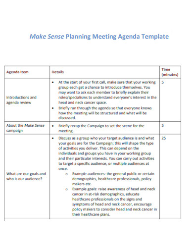 Make Sense Planning Meeting Agenda Template