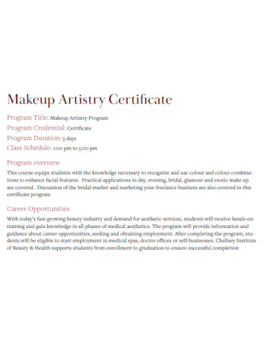 Makeup Artistry Certificate