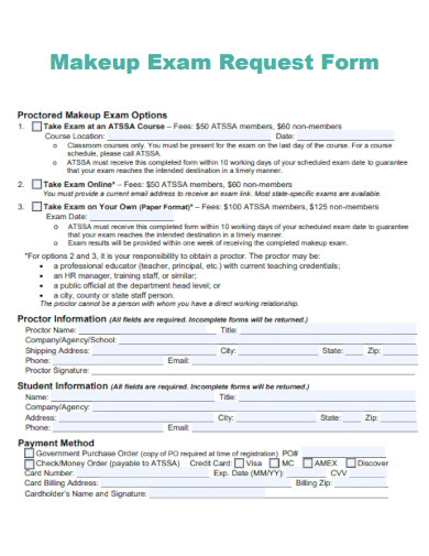 Makeup Exam Request Form