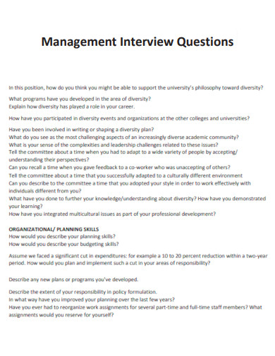Management Interview Questions