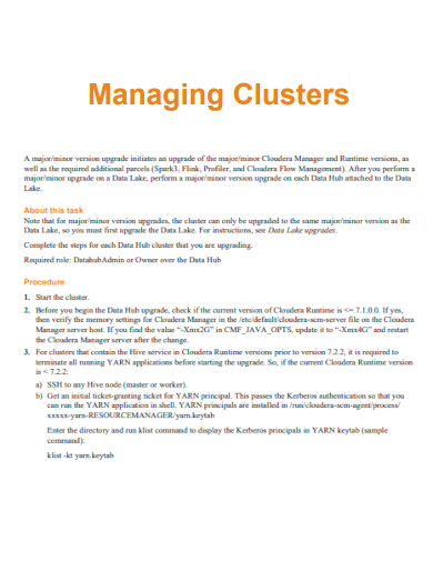Managing Clusters