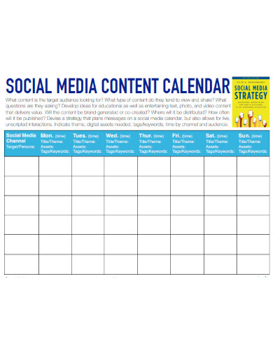 Marketing Social Media Content Calendar
