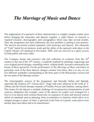 Marriage of Music and Dance