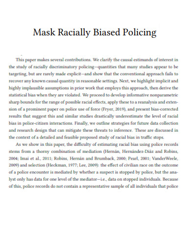 Mask Racially Biased Policing