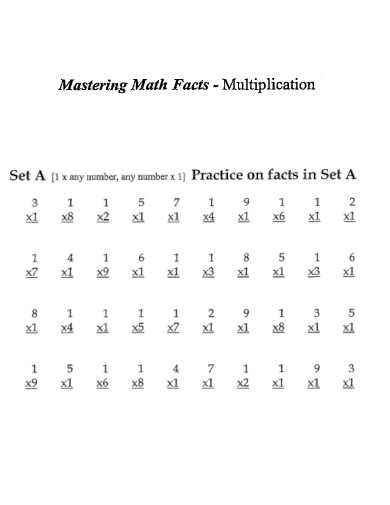 Mastering Math Facts Multiplication Worksheet