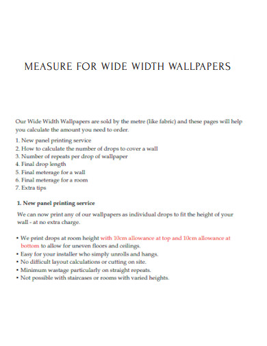 Measure for Wide Width Wallpapers