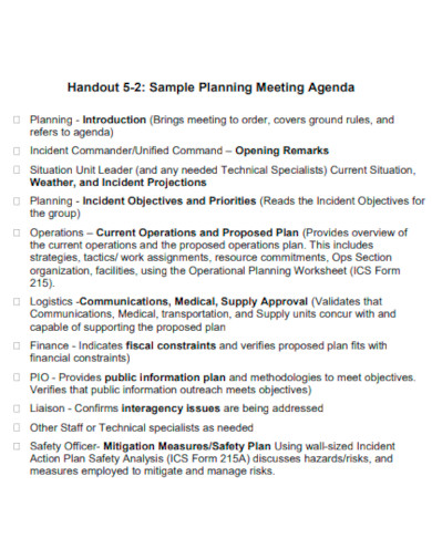 Meeting Agenda Handout