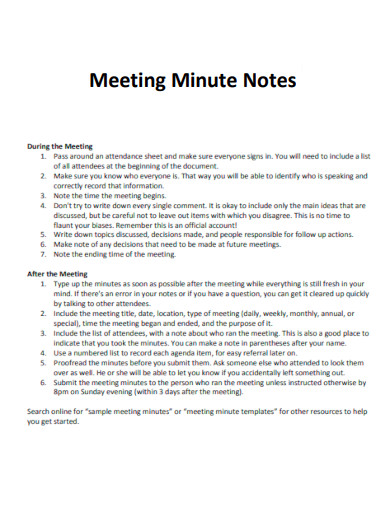 Meeting Minute Notes