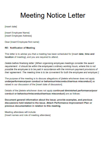 Meeting Notice Letter