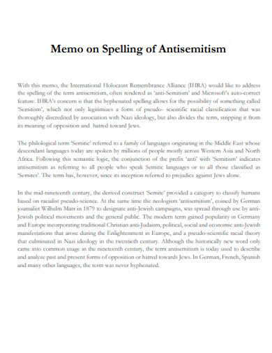 Memo on Spelling of Antisemitism