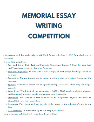 Memorial Essay Writing Competition