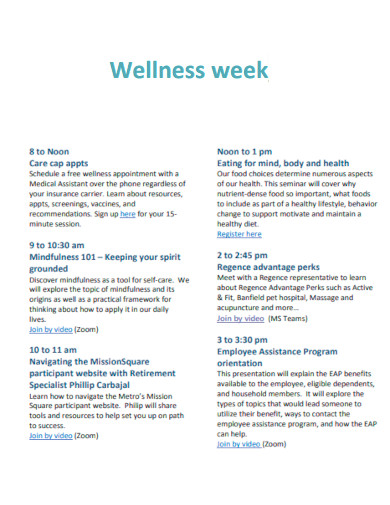 Mental Wellness Week Planner