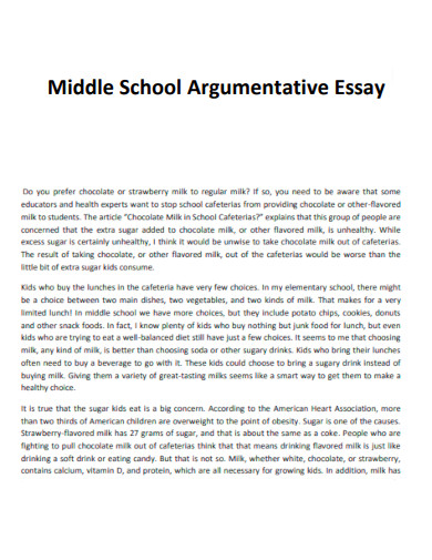 Middle School Argumentative Essay
