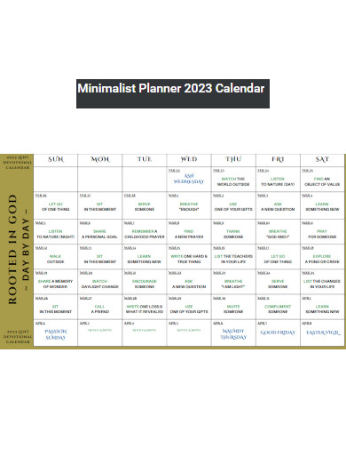 Minimalist Planner Calendar