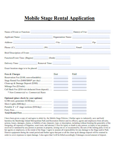 Mobile Stage Rental Application