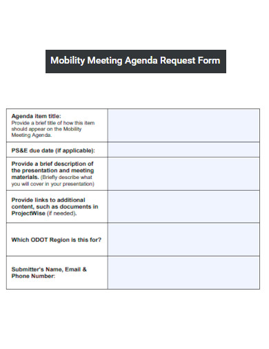 Mobility Meeting Agenda Request Form