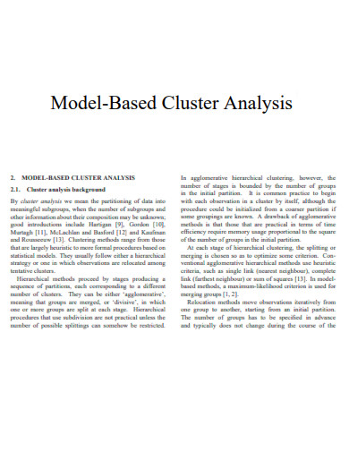 Model Based Cluster Analysis