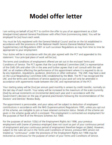 Model Offer Letter