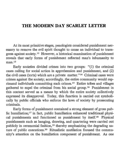 Modern Day Scarlet Letter