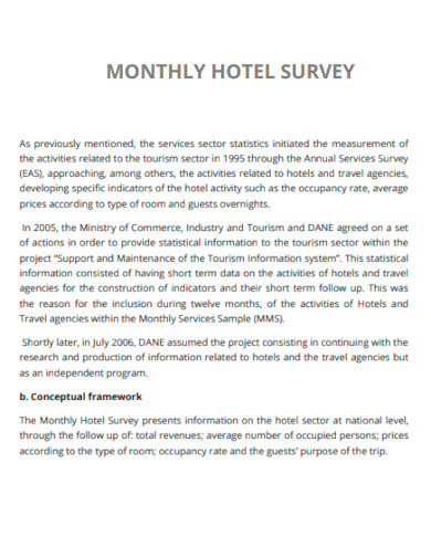 Monthly Hotel Survey