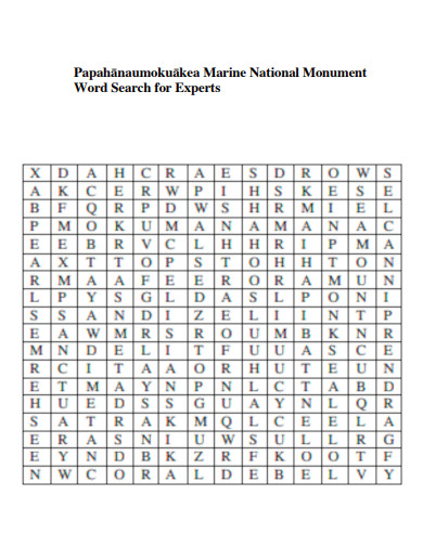 Monument Word Search for Expert
