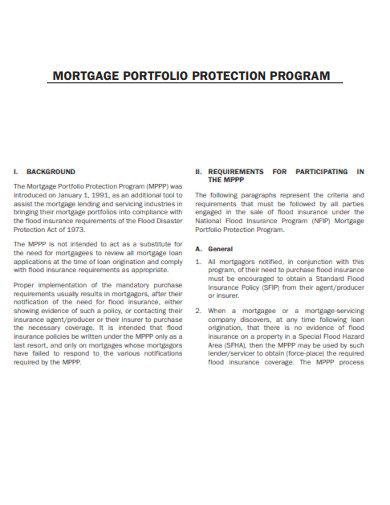 Mortgage Portfolio Protection Program