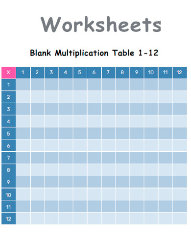 Multiplication Chart worksheet