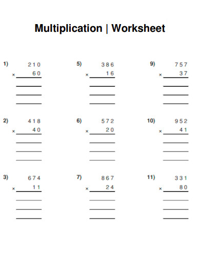 Multiplication Worksheet Example