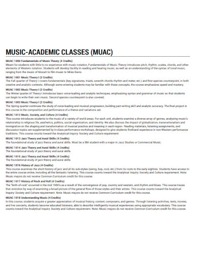 Music Academic Classes