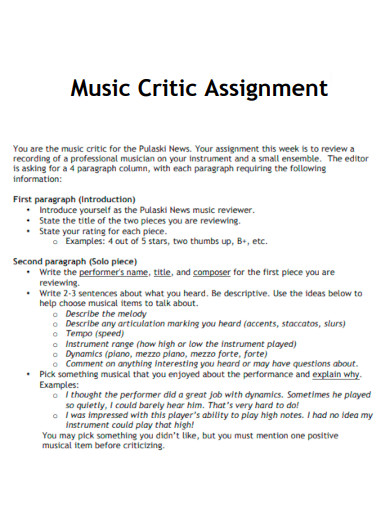 Music Critic Assignment