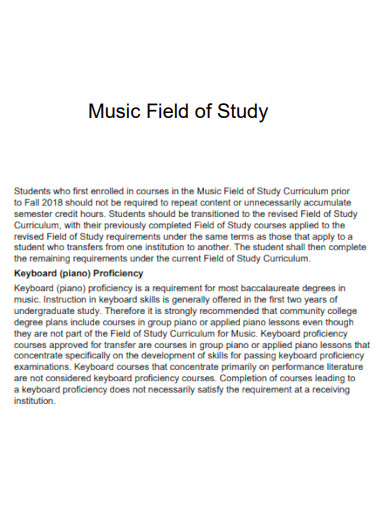 Music Field of Study