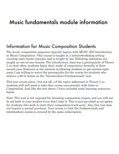 Music Fundamentals Module Information