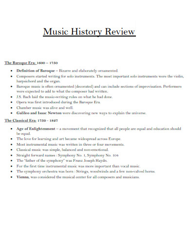 Music History Review