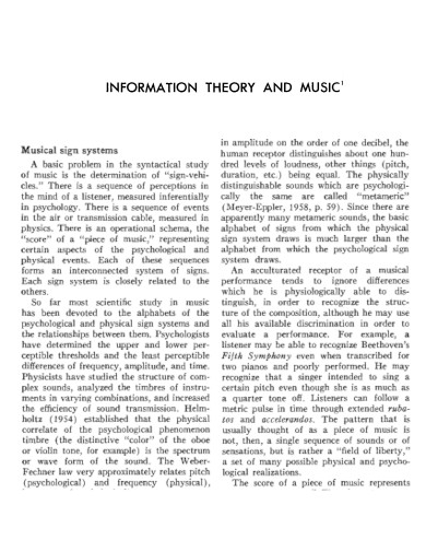 Music Information Theory