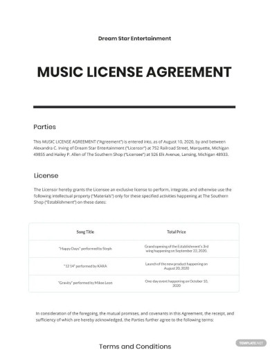 Music License Agreement Template