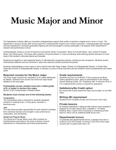 Music Major and Minor
