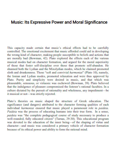 Music Power and Moral Significance 