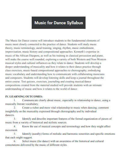 Music for Dance Syllabus