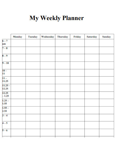 My Weekly Planner